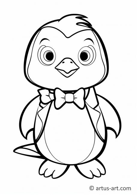 Penguin with Bowtie Coloring Page